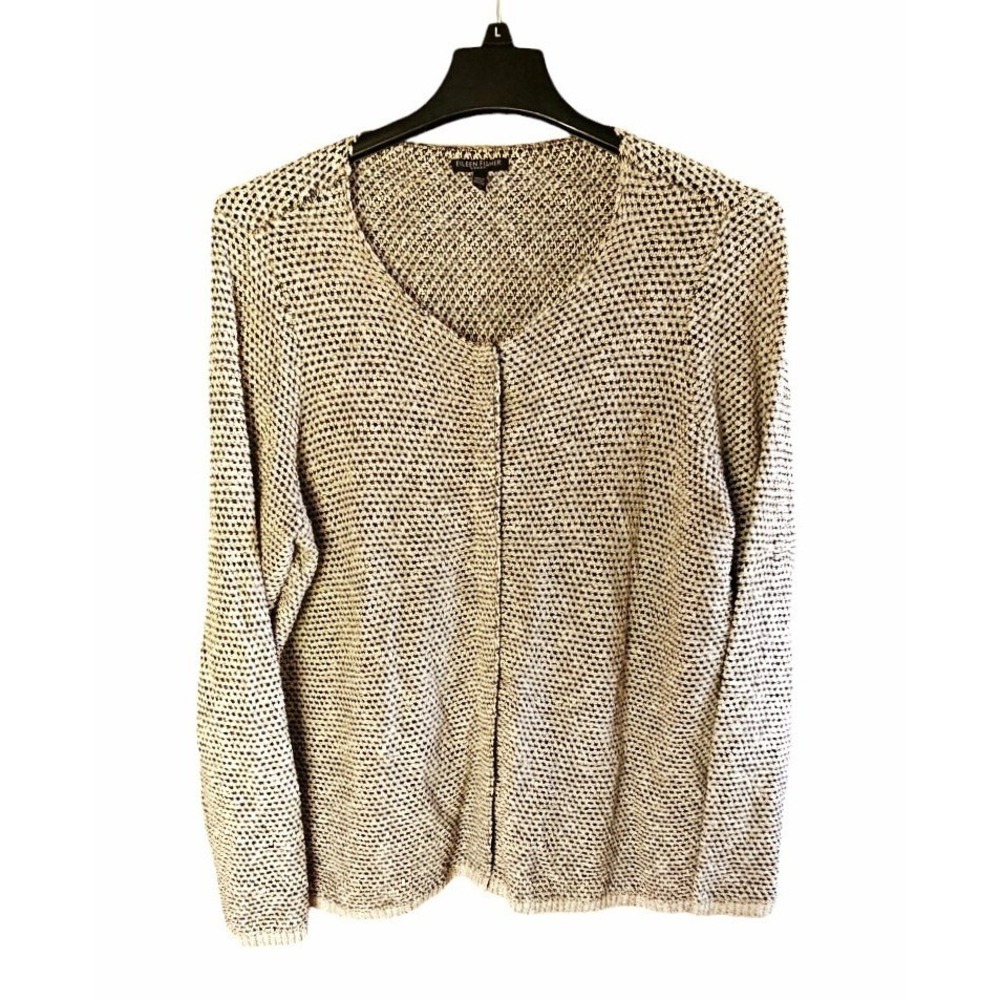 Eileen Fisher Women's Size 1X Linen Blend Snap Up Knit Sweater